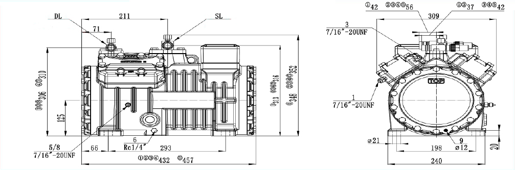 Схема - Холодильный компрессор RSH4DC-5.2LP